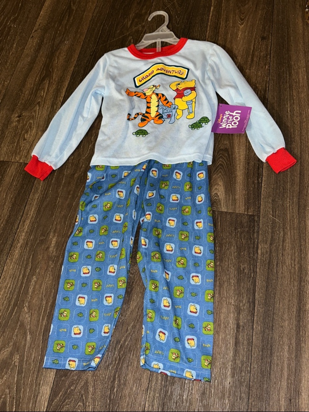 Winnie the Pooh new Disney Blue & Red Kids long sleeve Pajama Set